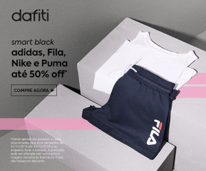 Dafiti - Smart Black Adidas, Fila, Nike e Puma com cupom de descontos grátis de até 50%