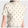 Blusa Estampada com abacaxis gola alta off white com cupom de descontos grátis de 50% na Dzarm