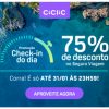 Ciclic - Promoção Check-in do Dia - cupom de 75% de desconto no Seguro Viagem