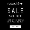 Anúncio Rosa Chá - Sale - 50% de desconto (Moda Praia) + 10% extra na compra de quatro ou mais peças