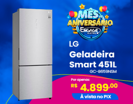 Mês de Aniversário Smart LG Inverter Bottom Freezer 451 litros em oferta da loja Engage Eletro