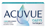 Caixa com seis lentes de contato Acuvue Oasys com Transitions em oferta da loja E-lens