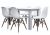 Conjunto de Mesa Cogma com 6 Cadeiras Eames brancas base de madeira na Mobly