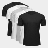 Kit Camiseta Básica c/ 5 Peças Masculina (Entregue por Netshoes)
